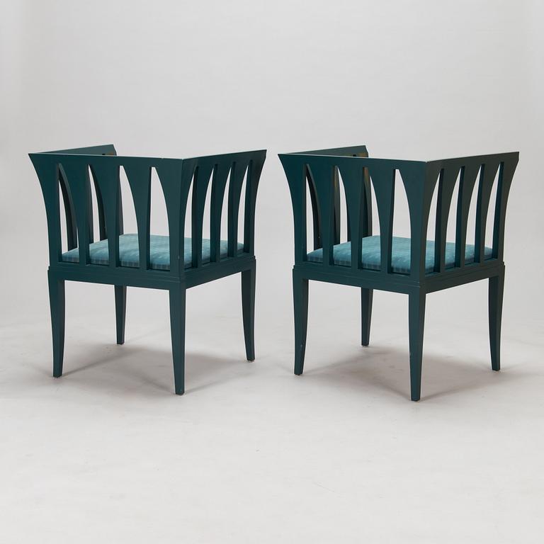 Eliel Saarinen, A pair of "The Blue Chair" armchairs Adelta, Finland 1983.