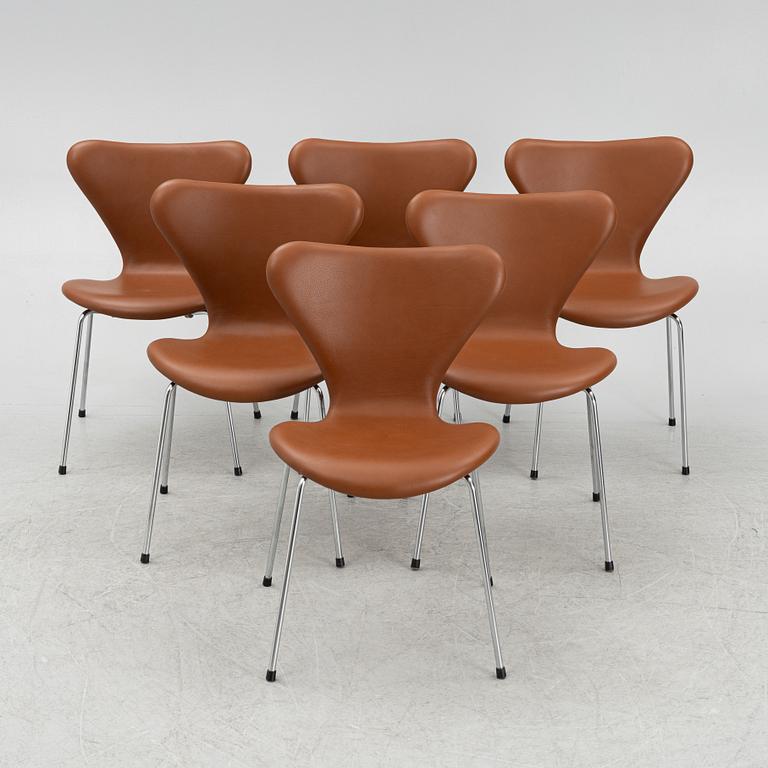 Arne Jacobsen, stolar 6 st "Sjuan" för Fritz Hansen, Danmark.