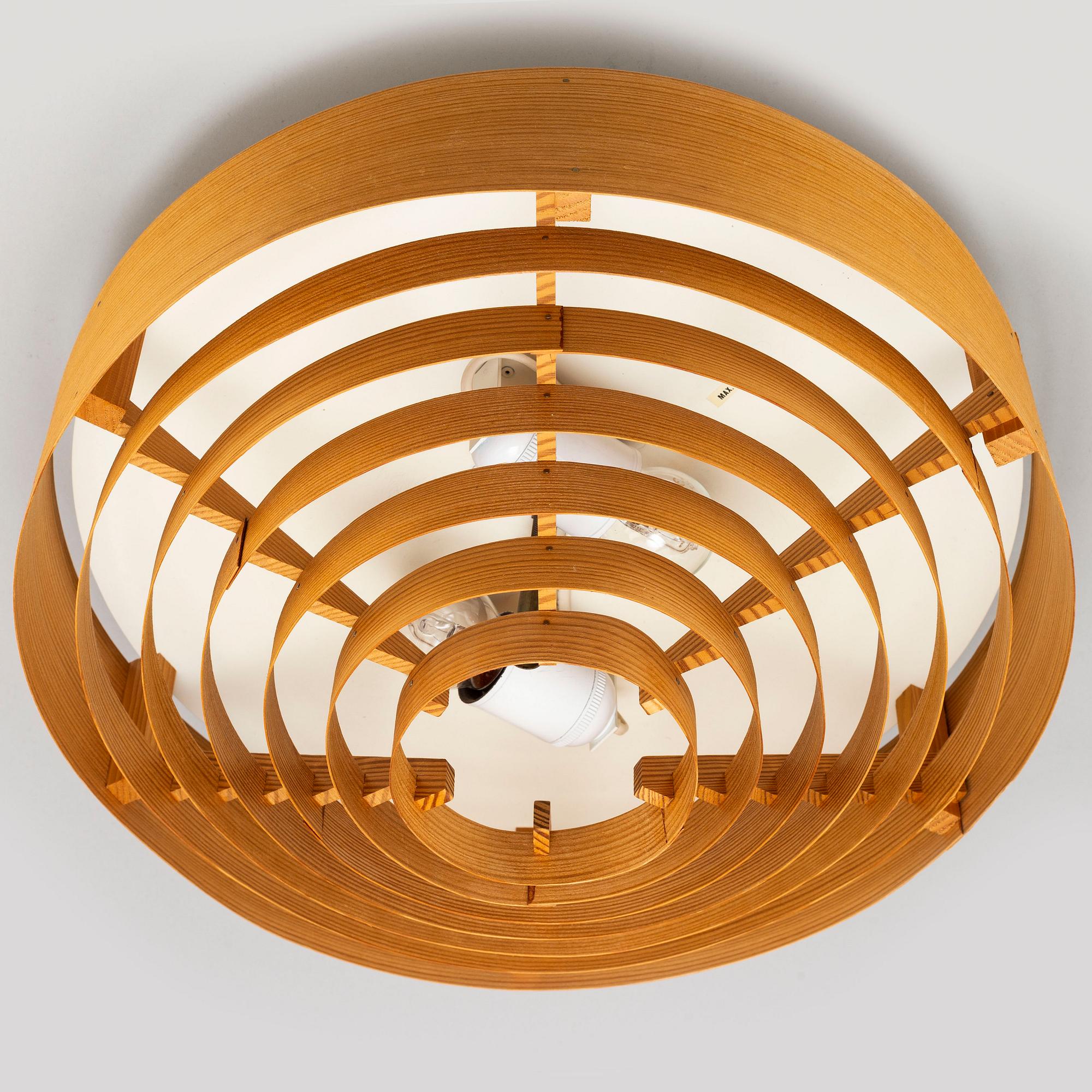HANS-AGNE JAKOBSSON, a pinewood ceiling lamp, from AB Ellysett Markaryd, second half of the 20th century.