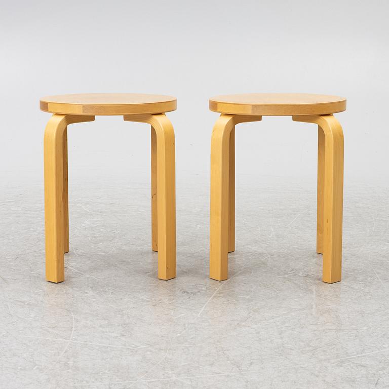 Alvar Aalto, a pair of model E60 stools, Artek, Finland.