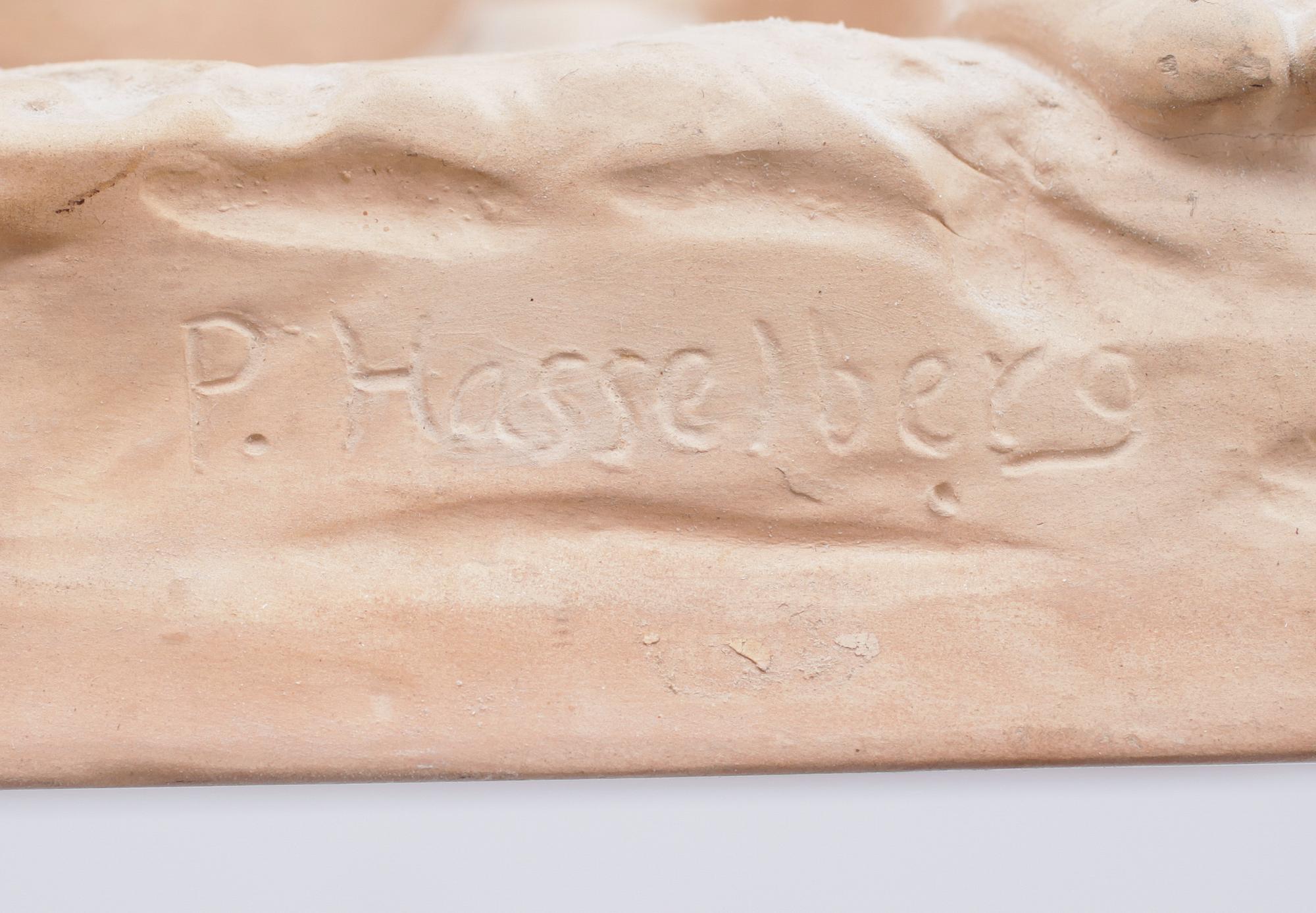 FIGUR, terracotta, signerad P Hasselberg, P Ipsens Enke, Danmark.