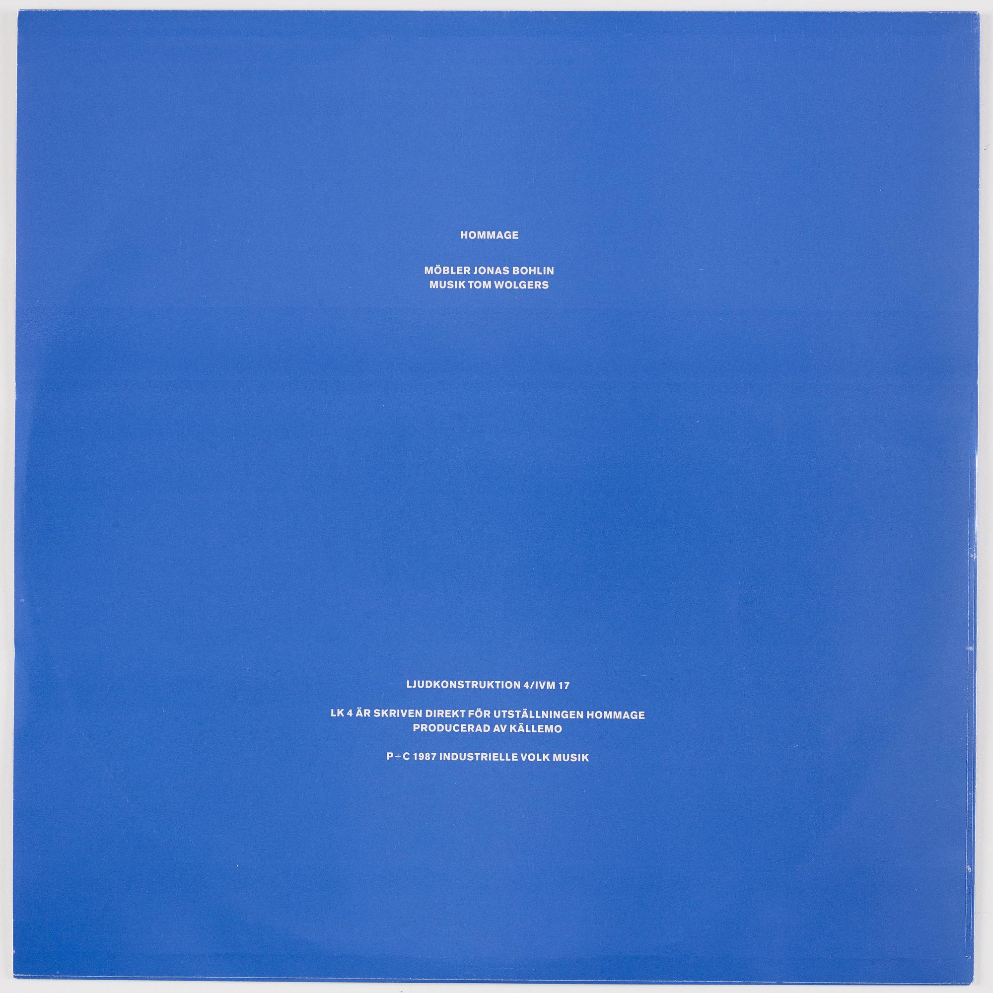 Tom Wolgers, "Sound Construction 4", ed. 500, an album for Jonas Bohlin's exhibition "Hommage", IVM – IVM 17, 1987.