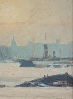 Herman Lindqvist, Winter motif against Skeppsholmen, Stockholm.