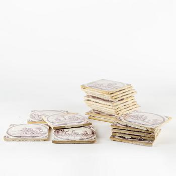 20 ceramic tiles, Delft, 20th century.