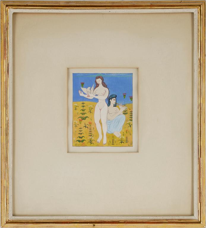 PARTI AKVARELLER, 6 st, bl a Mohammed Racim, orientaliskt, 1900-tal.