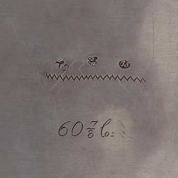 A Swedish 18th century 7 piece silver toilet service, mark of Johan Lorenz Starin, Stockholm 1736.