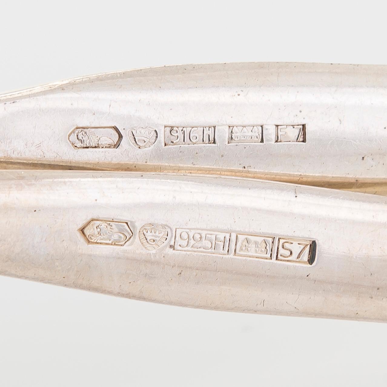 Tapio Wirkkala, kaffeskedar, 17 st, "Tapio", silver, Kultakeskus Hämeenlinna 1959.