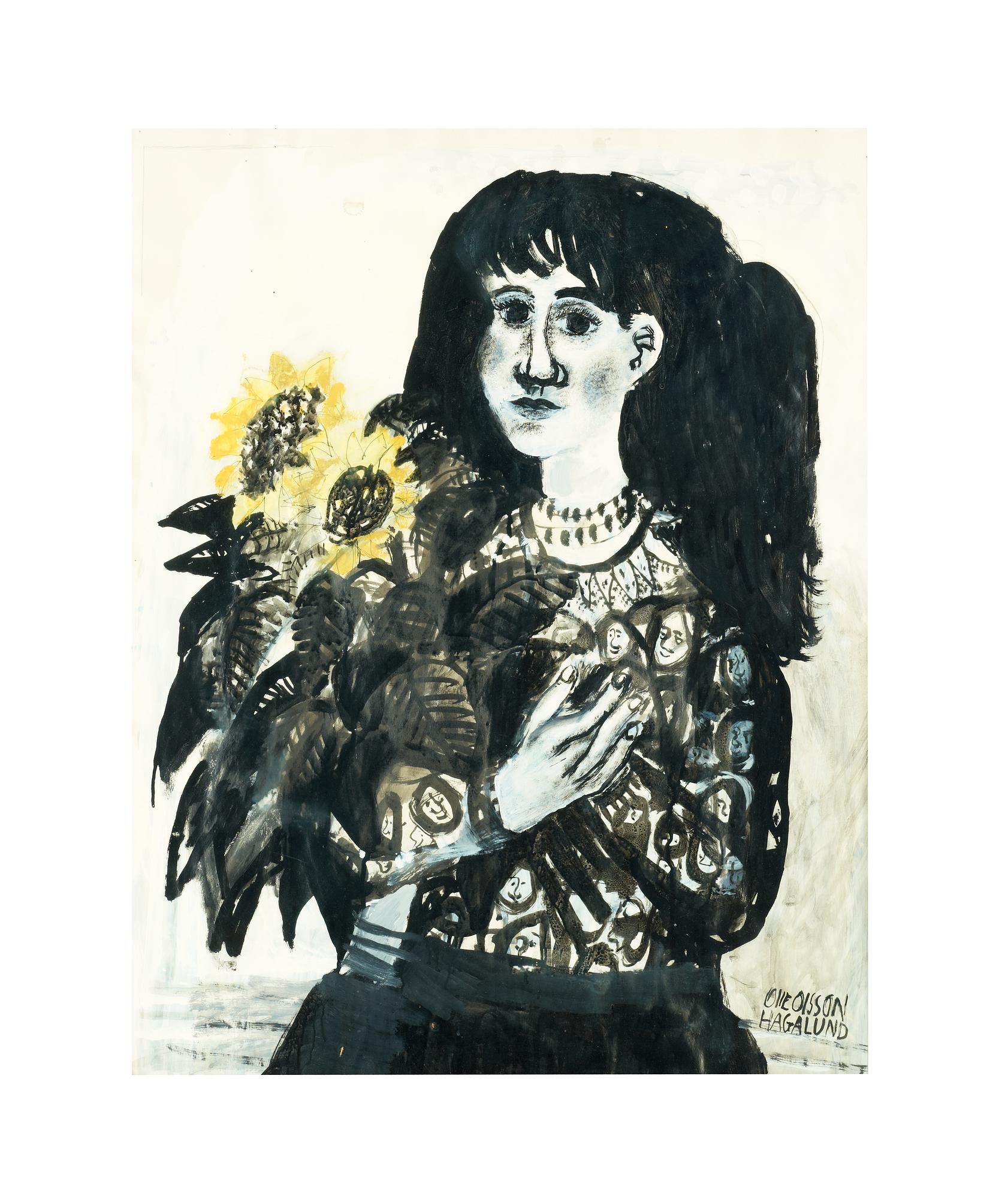 Olle Olsson-Hagalund, "Flicka med solrosor" (dottern Lena).