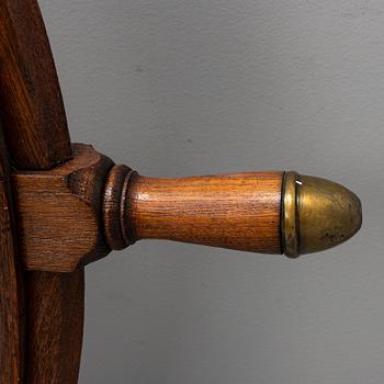 A ship's steering wheel.