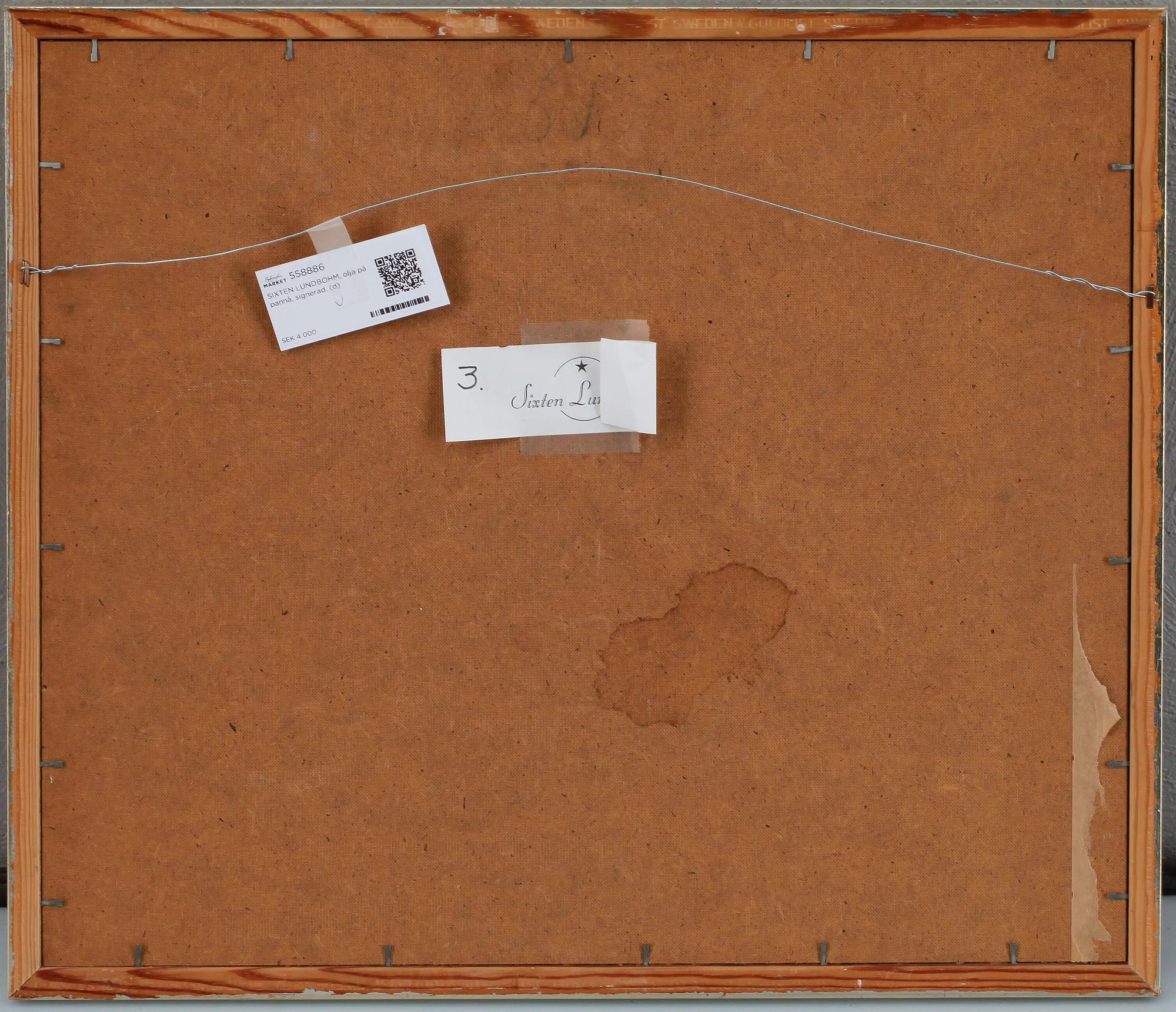 SIXTEN LUNDBOHM, olja på pannå, signerad.