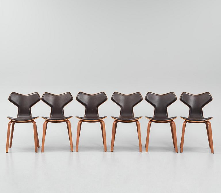 Arne Jacobsen, stolar, sex stycken, "Grand Prix", Fritz Hansen, 2021.