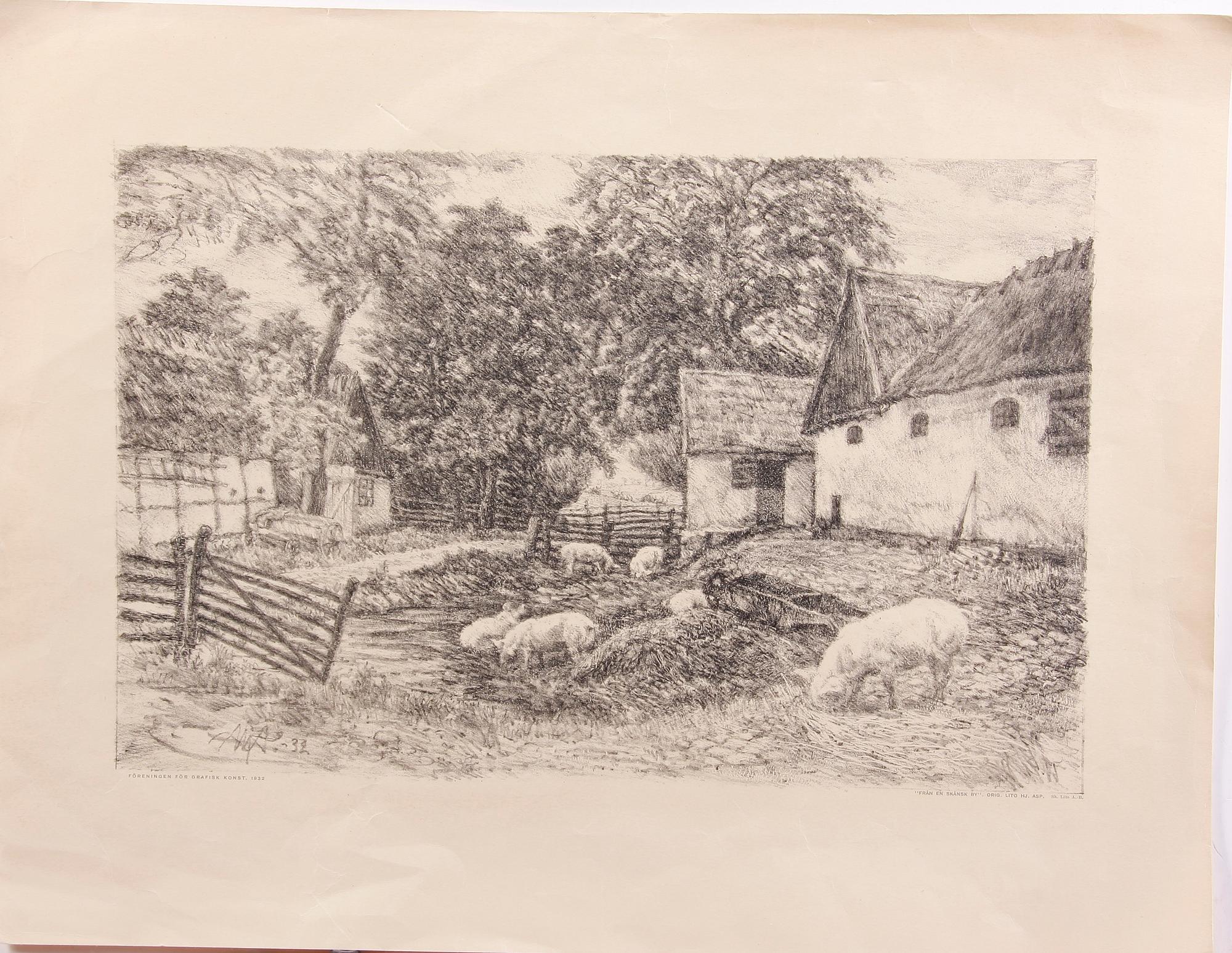 PARTI GRAFISKA BLAD samt TRYCK, ca 10 delar, 1800/1900-tal.