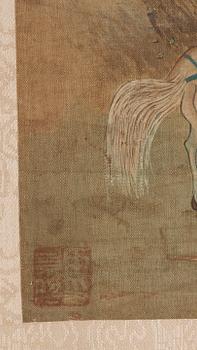 Four hanging scrolls with scenes from the history of the Three Kingdoms, late Qing dynasty (1644-1912).