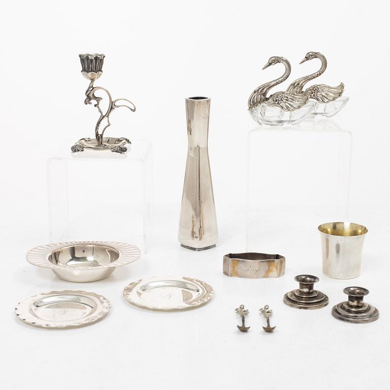 13 pieces of silover for the table, different makers including C.G.Hallberg and GAB, Sweden.