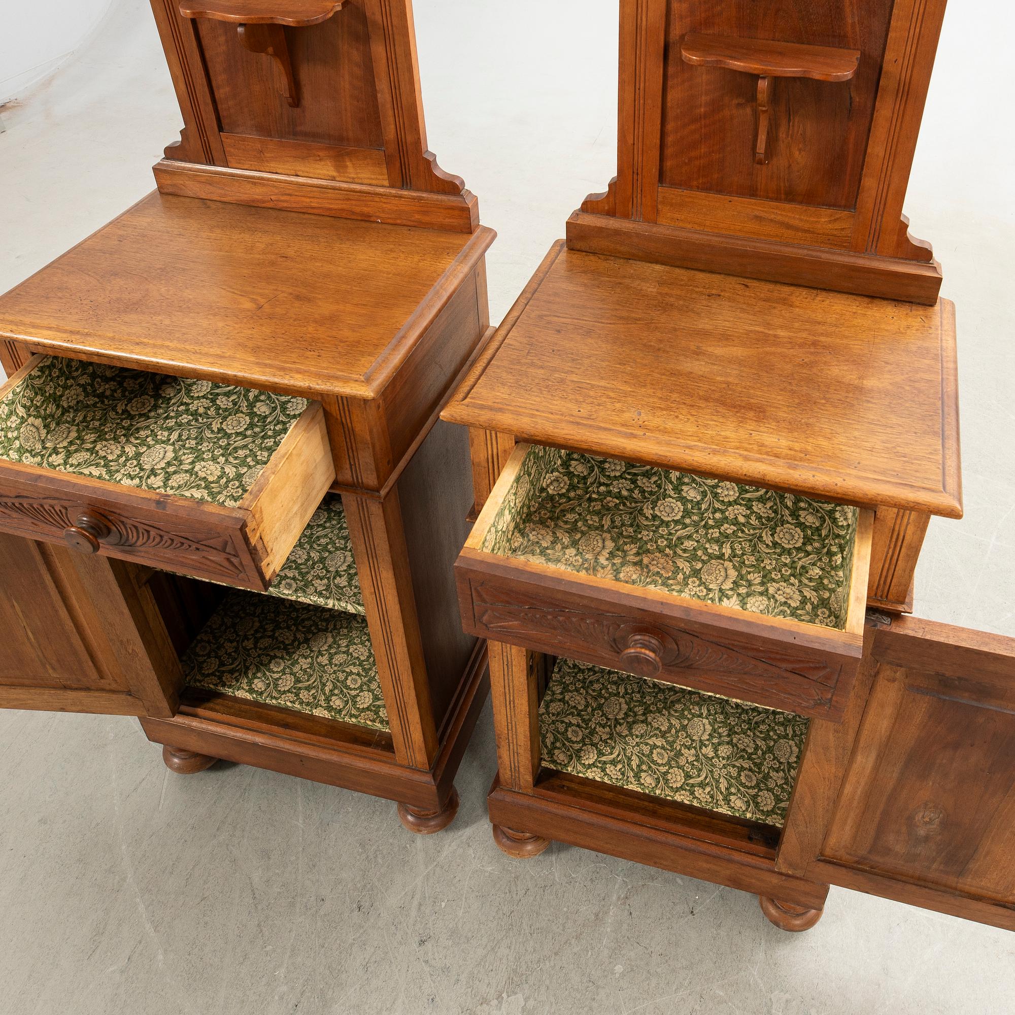 Nightstands, a pair, first half of the 20th century.