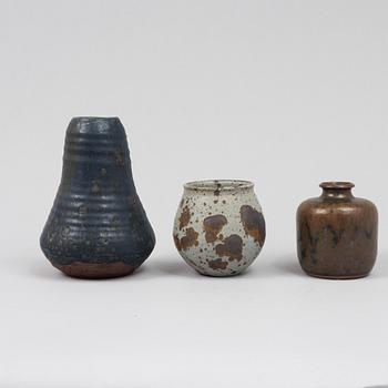 Rolf Palm, three stoneware vases, Mölle, Sweden, 1963-68.