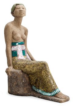 1198. MARI SIMMULSON, skulptur, "Balinesiska", Upsala-Ekeby 1950-tal.