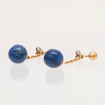 A set of lapis lazuli earrings and necklace.