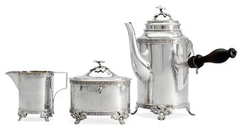 775. KAFFESERVIS, 3 delar, silver. A G Dufva, Stockholm 1912.
