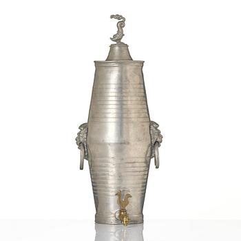 A pewter water-cistern attributed to I. Buhrman (master in Stockholm 1773-98/1812).