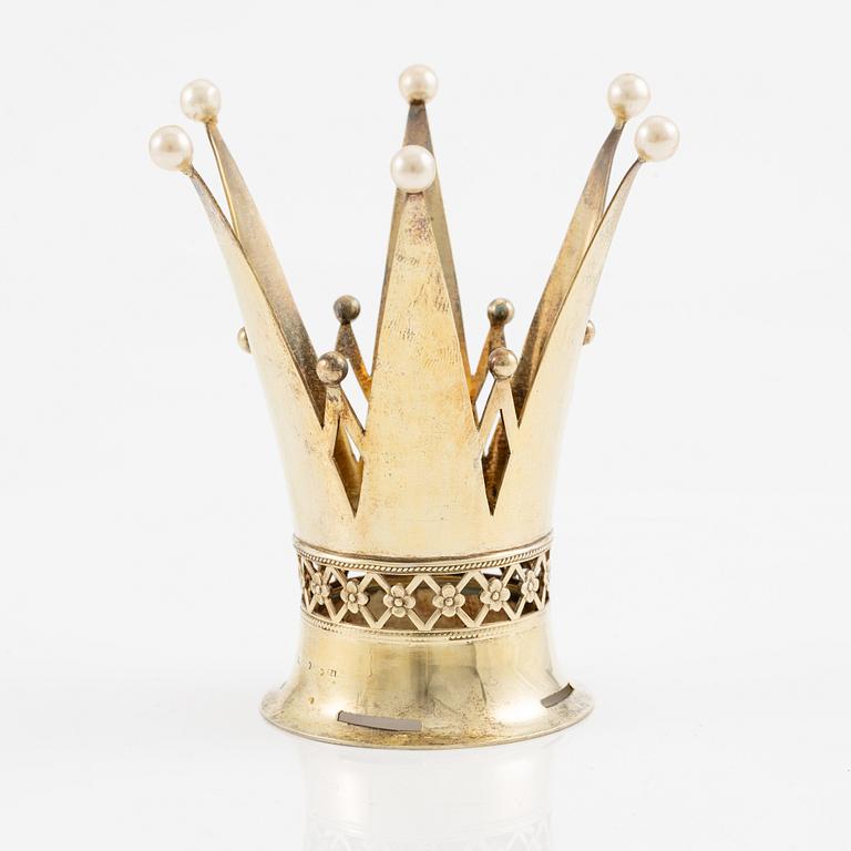 Bride's crown, gilded silver with pearls, 1940s.