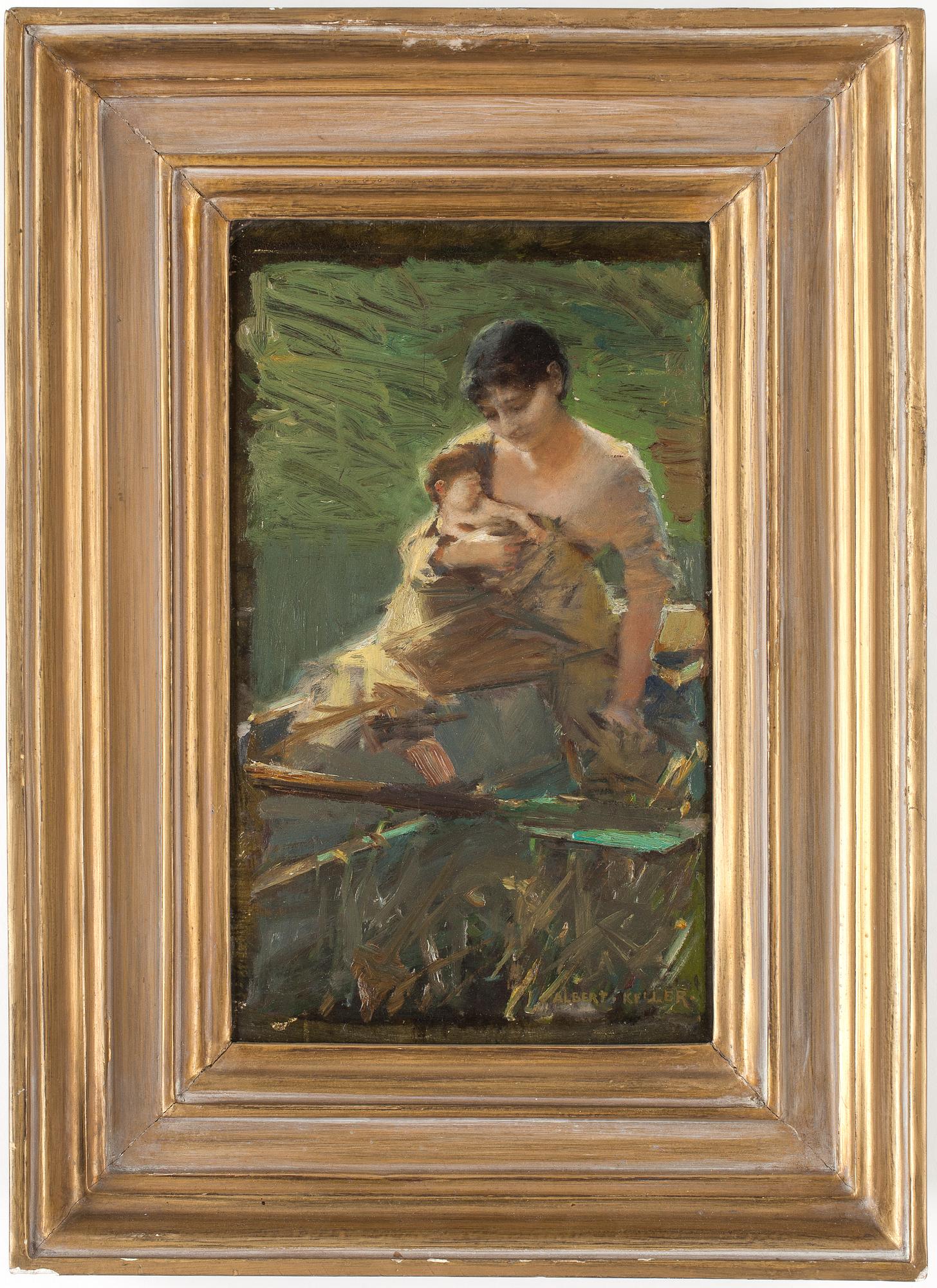 ALBERT VON KELLER. Tillskriven. Olja på pannå, signerad.