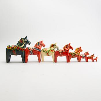 Dala horses, 8 pcs, 1900s.