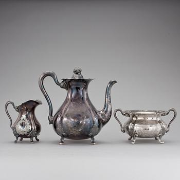KAFFESERVIS, 3 delar, silver, Suomen Kultaseppä, Åbo, Finland, 1938-1939. Vikt ca 1315 g.