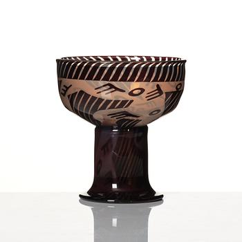 Eva Englund, a 'graal' glass goblet 'Chalice II' , Orrefors, Sweden 1988.