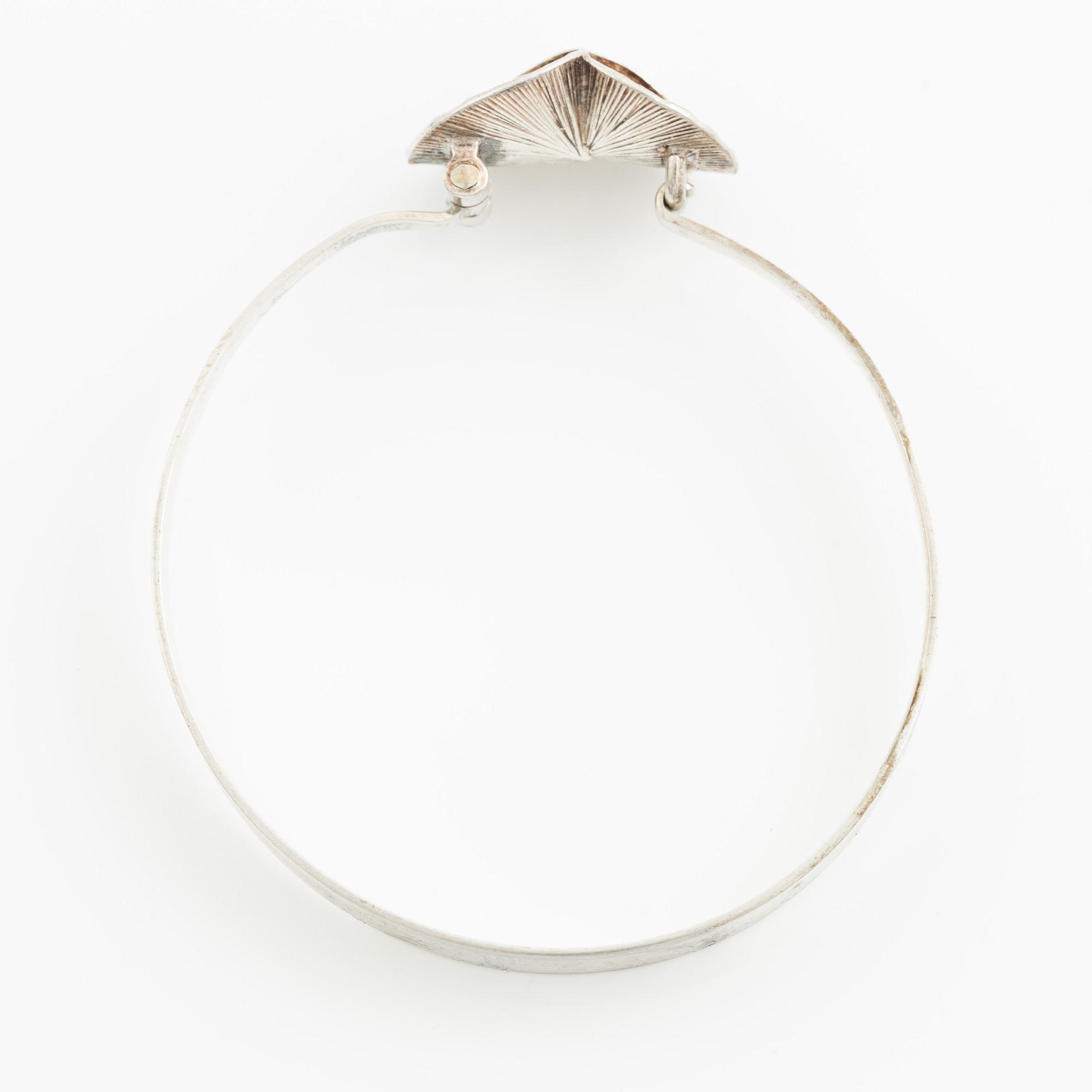 Theresia Hvorslev, bracelet, ring, pendant, earrings, 1 pair, sterling silver, chain, silver, Lidköping 1977, 1976, 1978 and 1973.