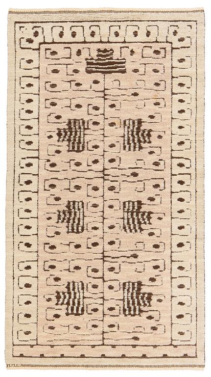 Märta Måås-Fjetterström, a carpet, "Skvattram", knotted pile in relief, ca 245 x 133-134,5 cm, signed MMF.