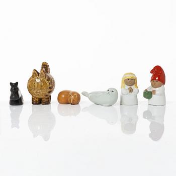 Lisa Larson, a set of six stoneware figurines, Gustavsberg.