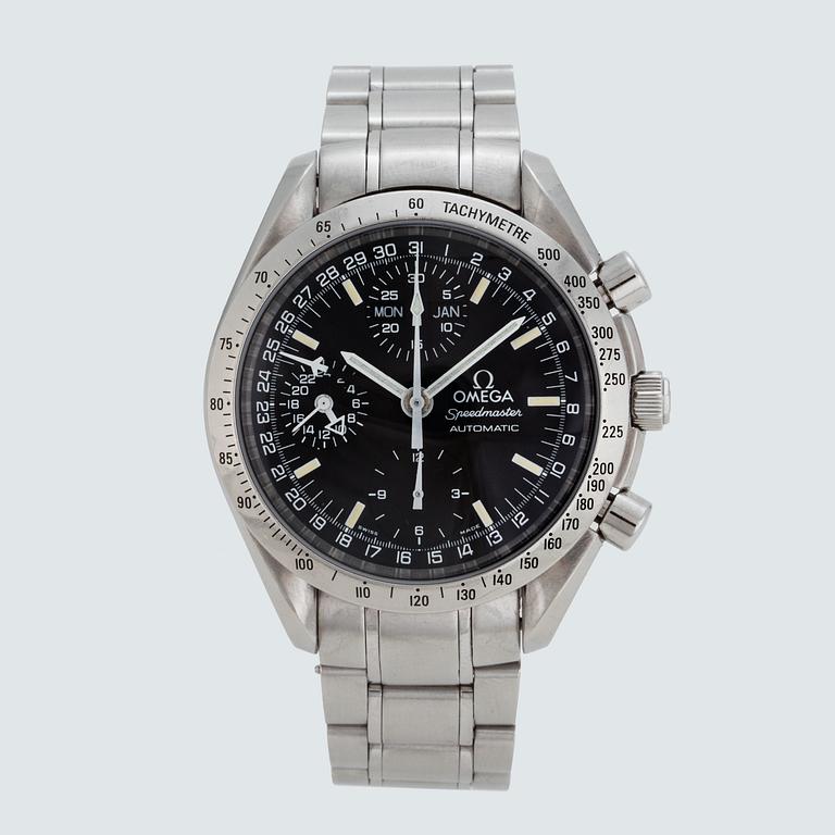 OMEGA, Speedmaster, Day-Date, "Tachymetre", wristwatch, 39 mm.