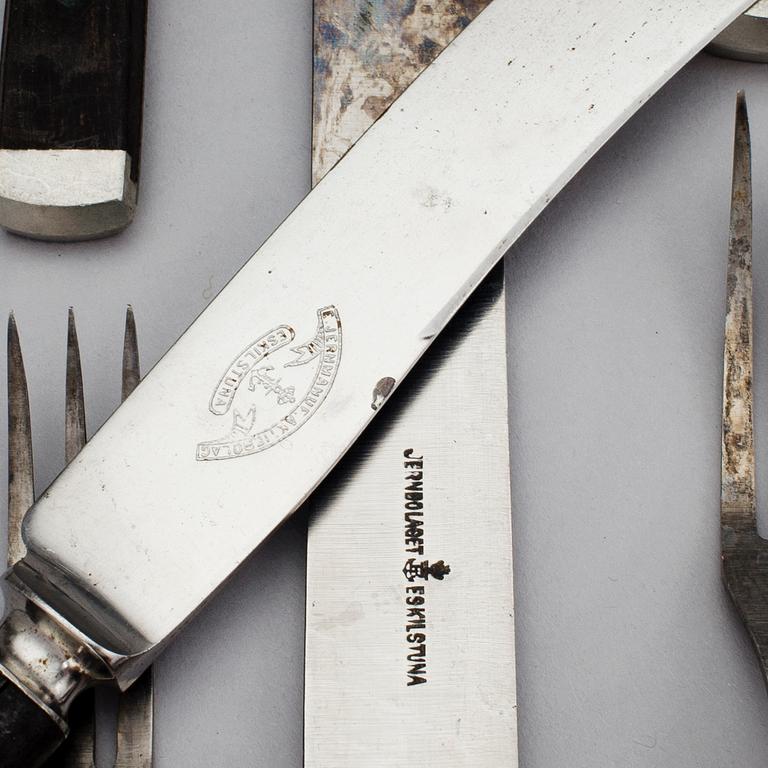 BESTICK, 14+2 delar, Jernbolaget Eskilstuna. Tidigt 1900-tal.