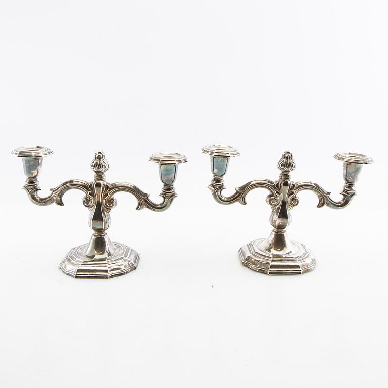 Candelabras a pair of sterling silver CG Hallberg Stockholm 1959.