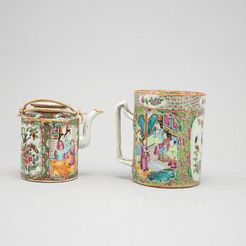 Parti porslin, sex delar, Kina, Kanton, 1800-tal samt1900-tal.