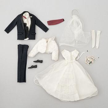 Barbie dolls, 8 pcs with clothes and accessories, Mattel, 1960s/70s.