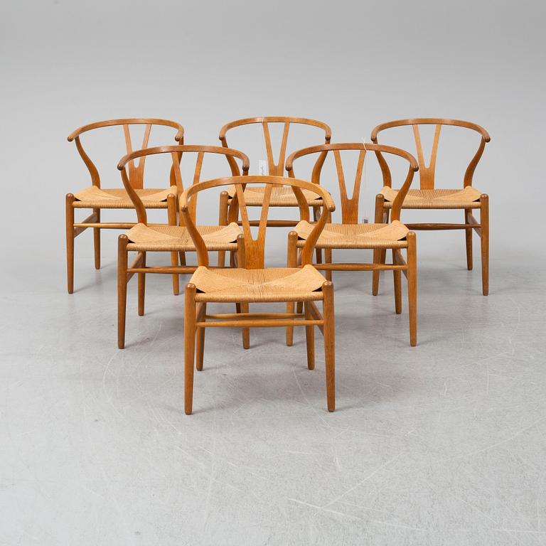 HANS J WEGNER, six oak 'Y' chairs from Carl Hansen & Son, Odense, Danmark, 1950's.