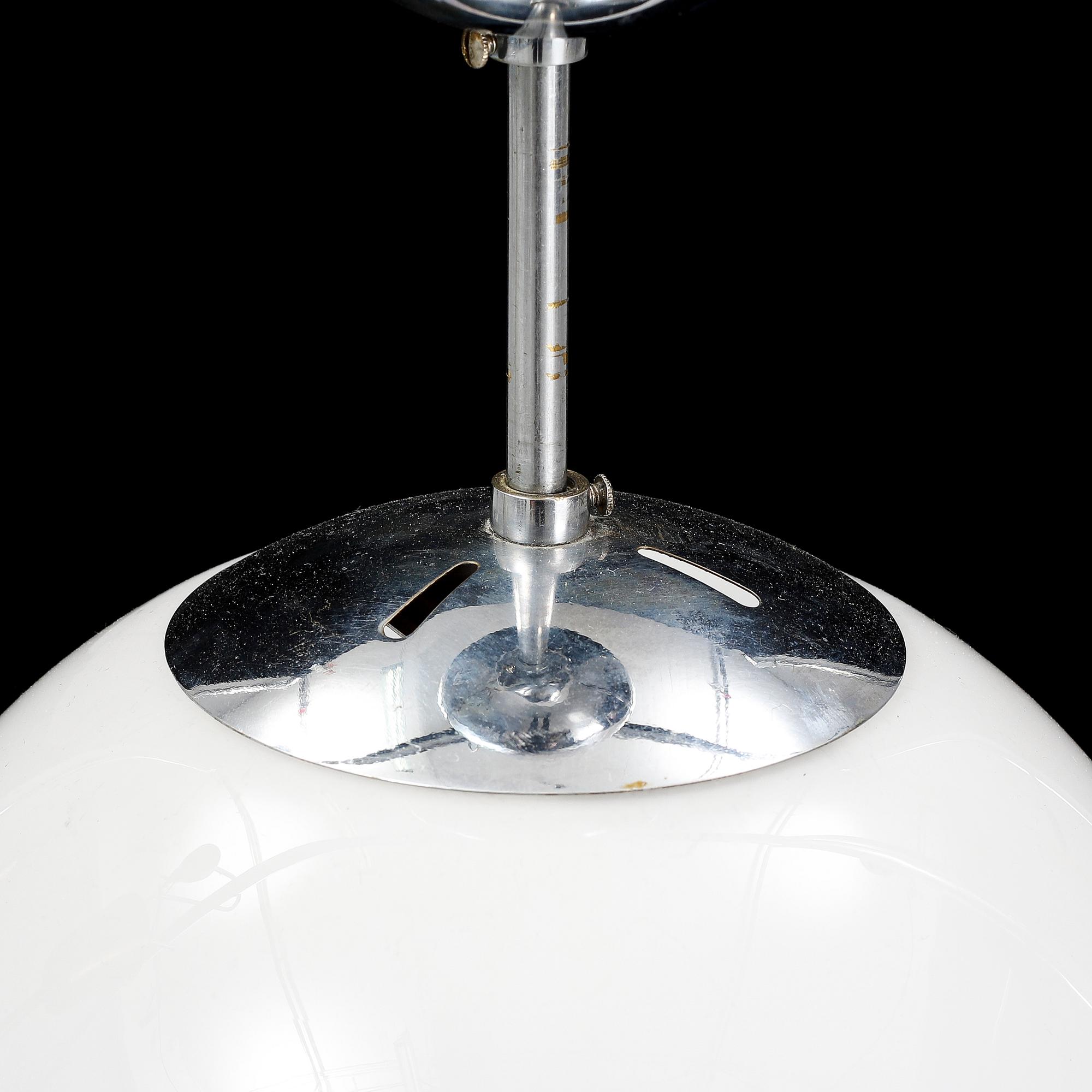 A 1930's glass and chrome ceiling light, Böhlmarks.