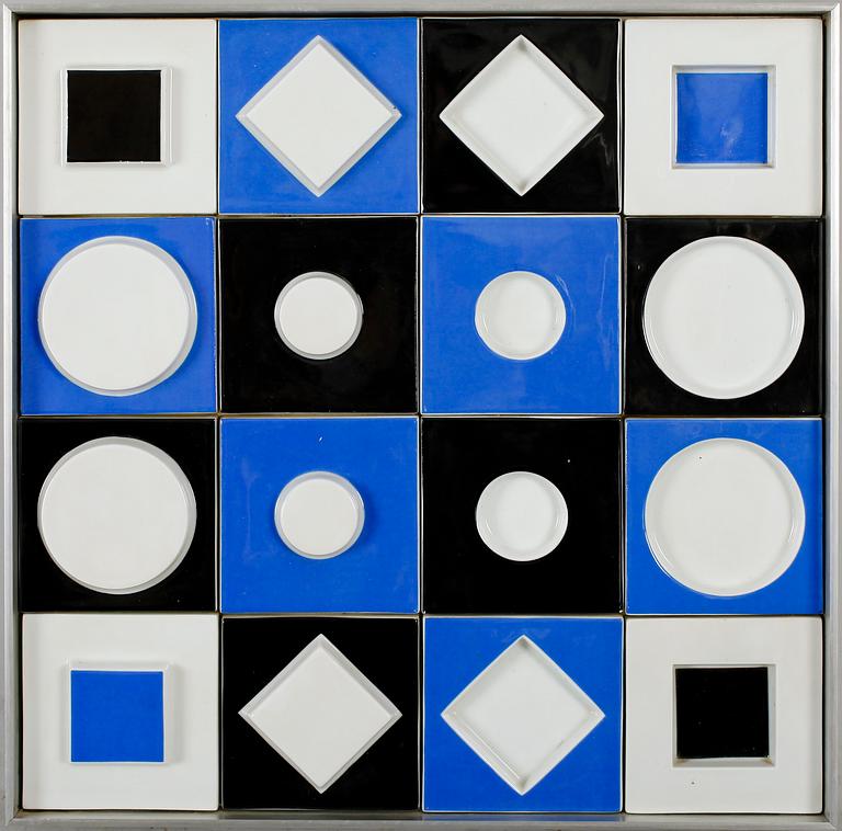 VICTOR VASARELY, väggrelief, porslin, signerad, Rosenthal.