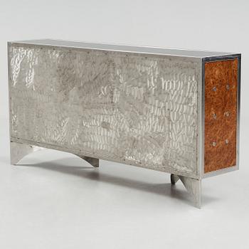 A Bengt Rosenström burrwood and stainless steel chest of drawers, Ängelholm, Sweden 2004.