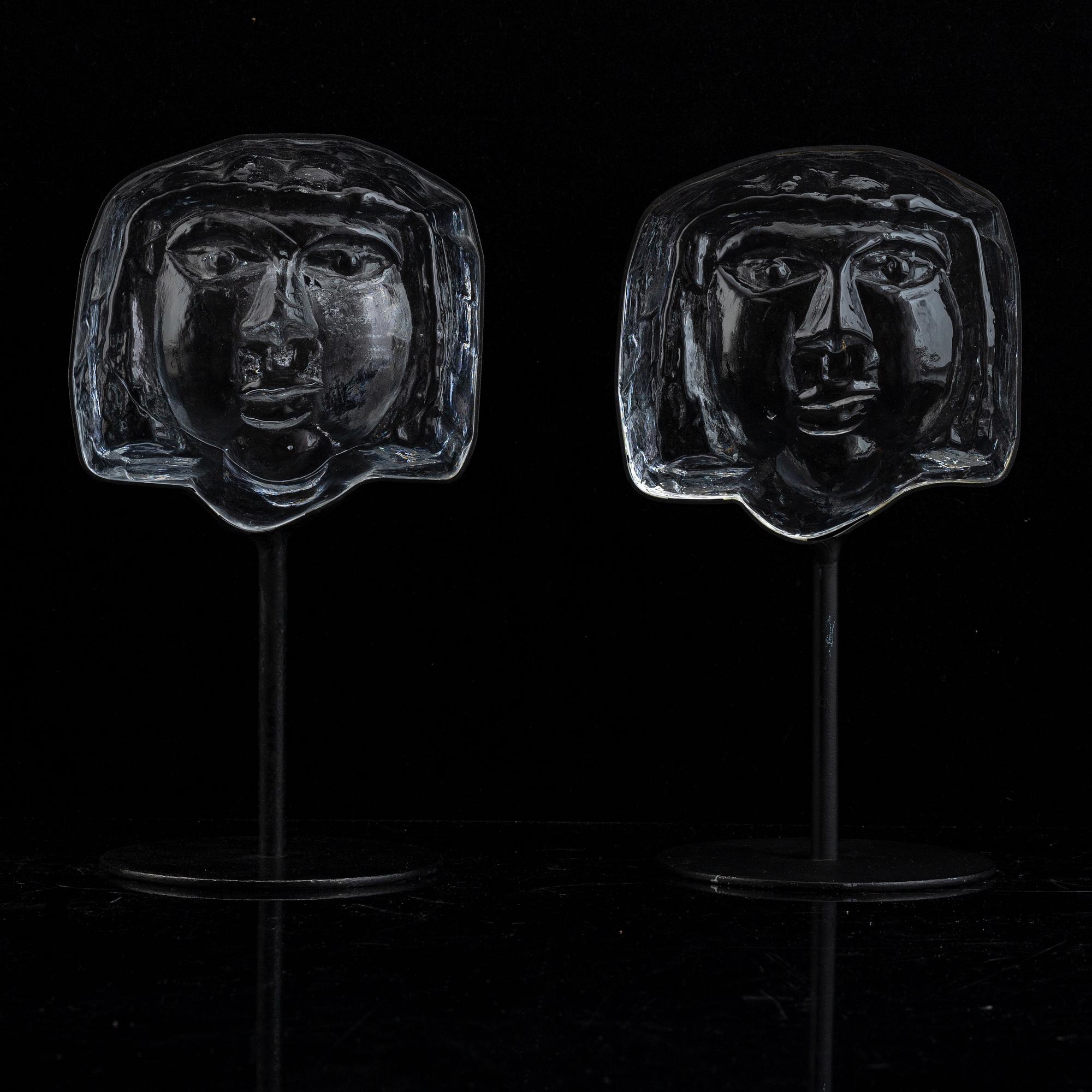 Erik Höglund, skulpturer, 2 st, glas, Boda.