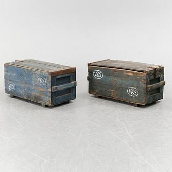Two wooden boxes, early 1900's.