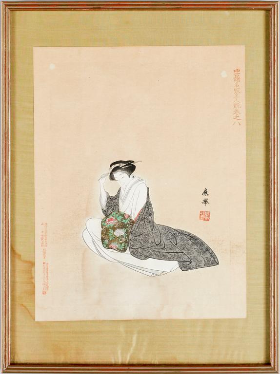 OKÄND KONSTNÄR, träsnitt, 7 st, Japan, 1900-talets första hälft.