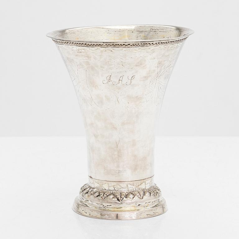 An early 19th-century silver beaker, maker's mark of Olof Peter Almén, Hedemora, Sweden 1804.