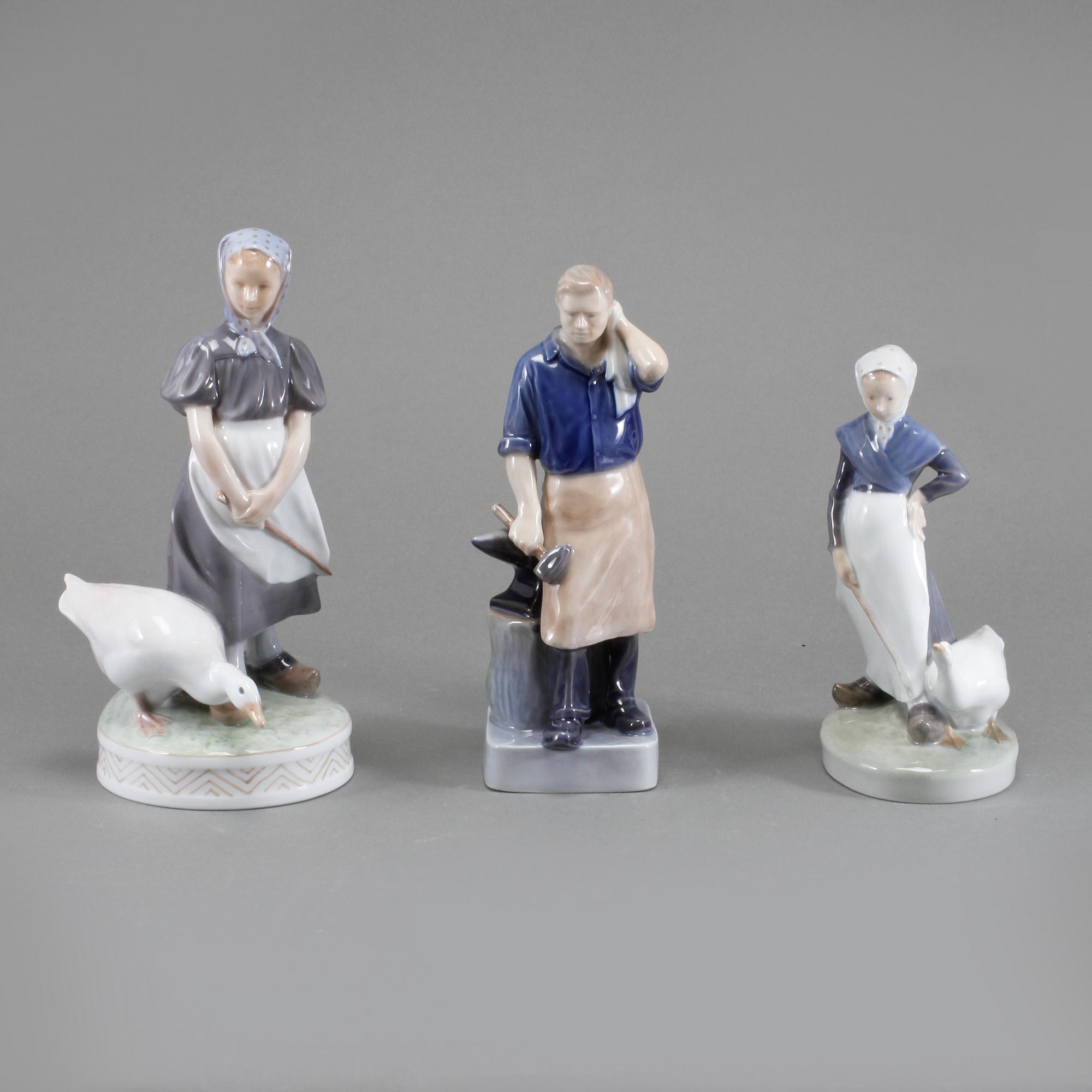 FIGURINER, 3 st, porslin, Royal Copenhagen, Danmark, 1900-talets andra hälft.