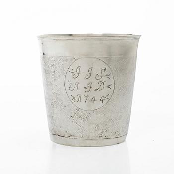 A Danish 18th century silver beaker, mark of Johan Mehl, Viborg (active 1725-1765).
