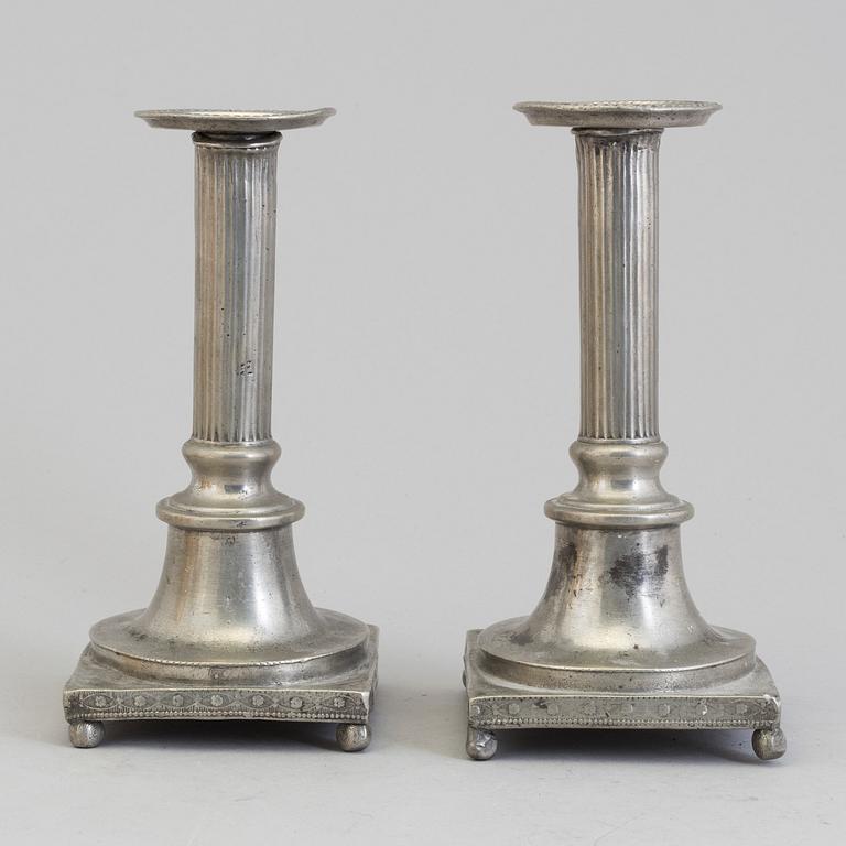 A pair of 18th century peuter candles.