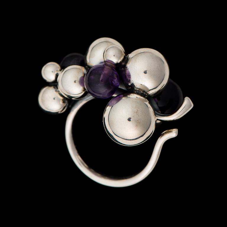 GEORG JENSEN, SORMUS, "Moonlight grapes", hopeaa, ametistit.