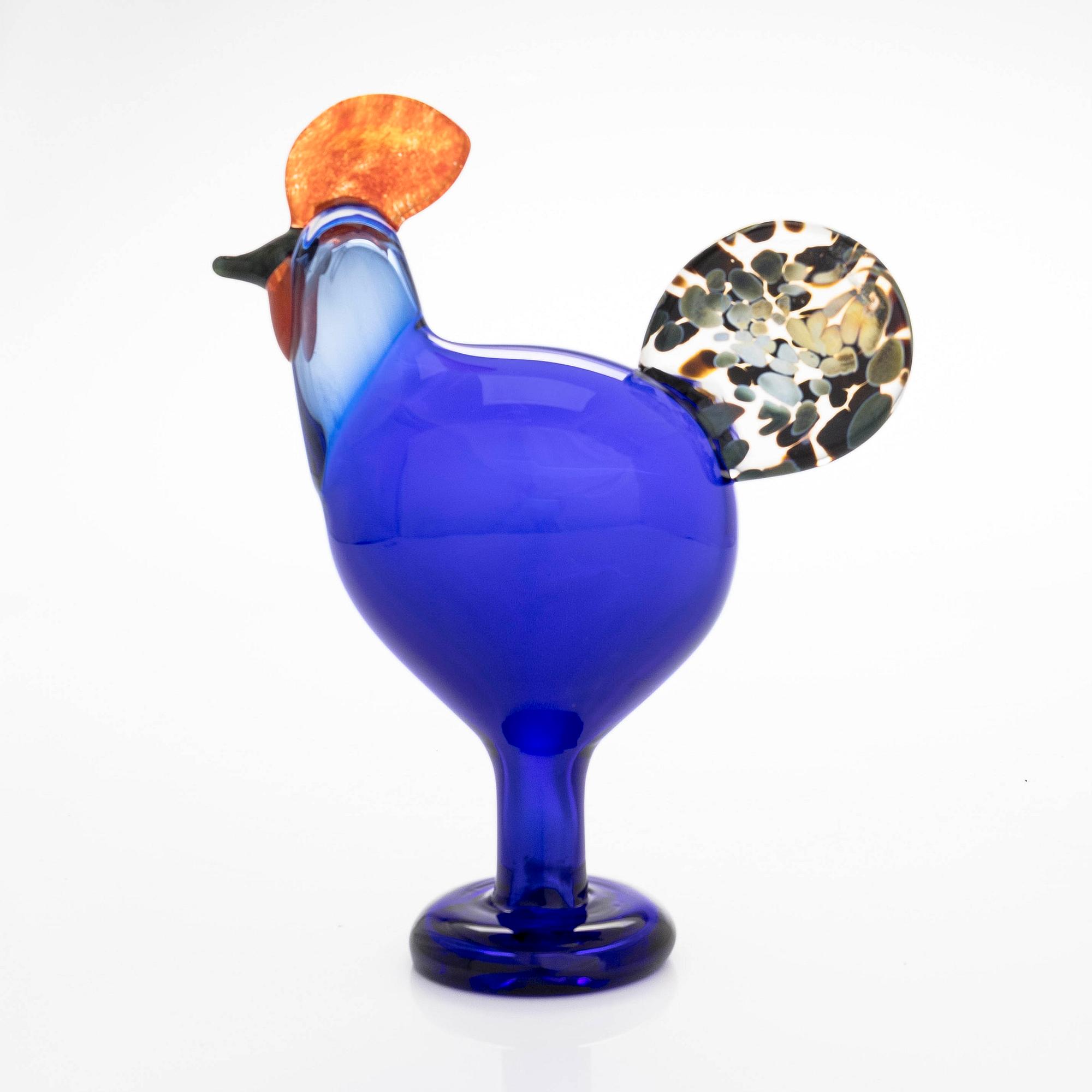 Oiva Toikka, glasfågel, "Rooster", signerad O. Toikka Nuutajärvi 25 v.